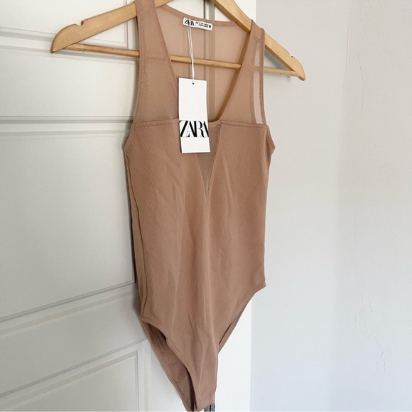Zara Beige Tulle Bodysuit - Picture 6 of 9